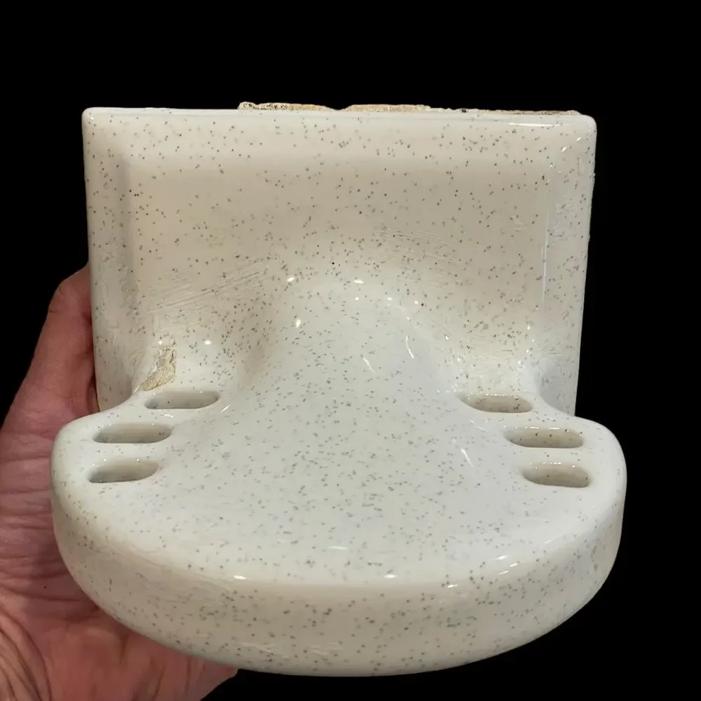 Vintage Porcelain Bathroom Wall Mount Toothbrush & Cup Holder 6 Holes FLAW